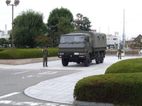 陸上自衛隊第１３旅団司令部（広島県）が県庁に到着。